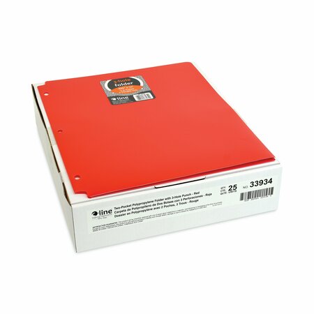 C-Line Products Two-Pocket Heavyweight Poly Portfolio Folder, 3-Hole Punch, 11 x 8.5, Red, 25PK 33934
